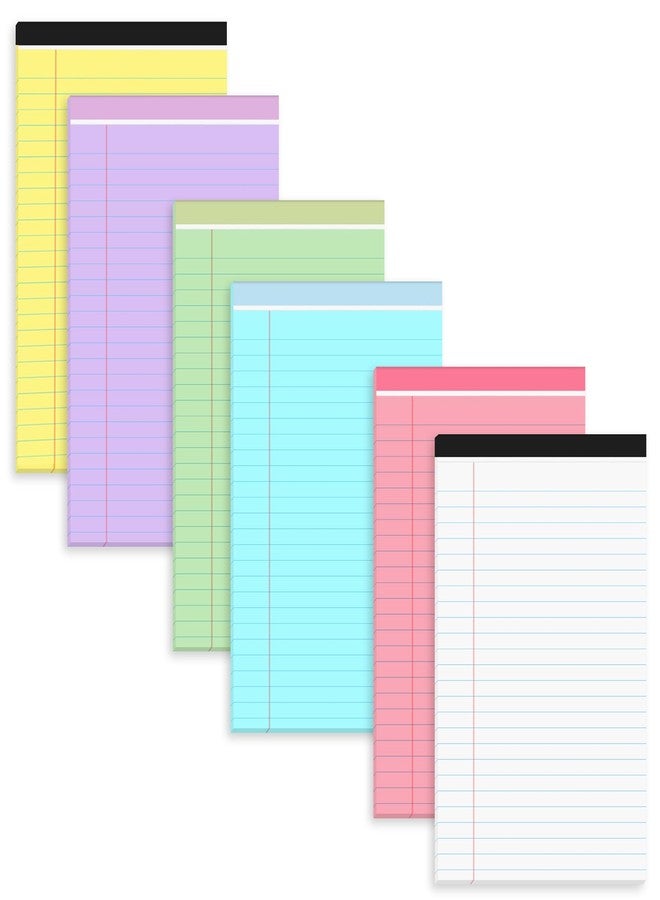 Utron 6 PCS Small Legal Pads 5x8 Colorful, Narrow Ruled Small Note Pads 5x8, Micro Perforated Writing Pad, College Ruled Legal Notepads 5x8 for Study, Office, To-Do Lists(30 Sheets/Small Notepad) - Image 1