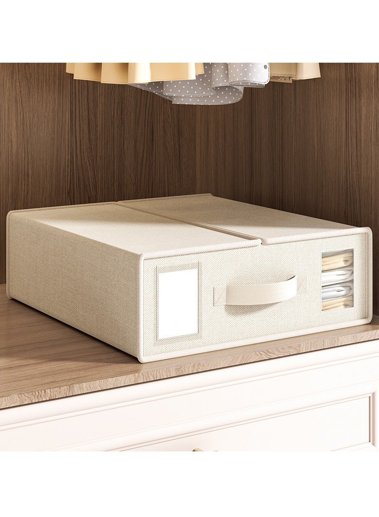 Arabest 1 Pack Bed Sheet Organizer, Foldable Linen Closet Organizers and Storage, Bedsheet Organizers with Window, Bedding Organizer Storage for Sheet, Pillow and Duvet Cover, White - Image 1