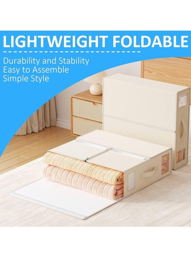 Arabest 1 Pack Bed Sheet Organizer, Foldable Linen Closet Organizers and Storage, Bedsheet Organizers with Window, Bedding Organizer Storage for Sheet, Pillow and Duvet Cover, White - Image 4