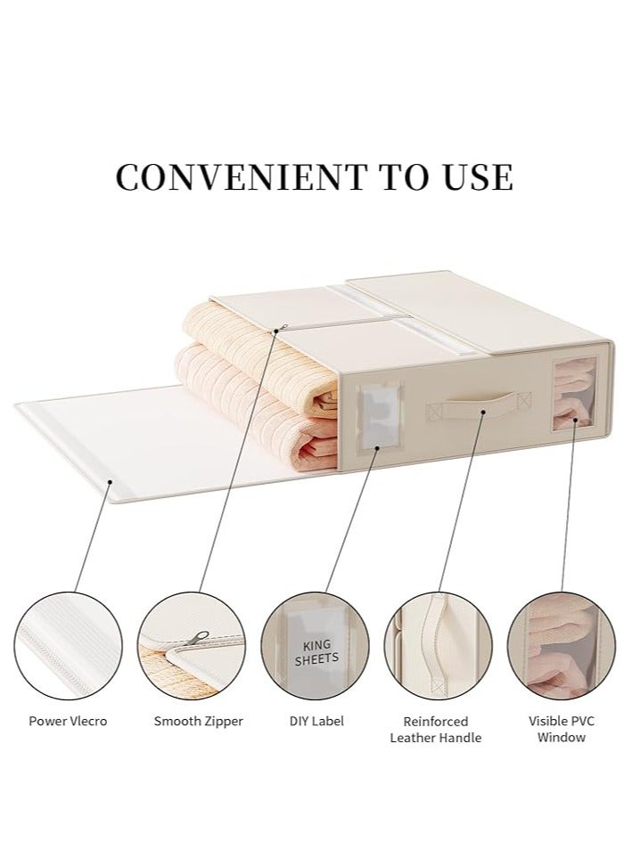 Arabest 1 Pack Bed Sheet Organizer, Foldable Linen Closet Organizers and Storage, Bedsheet Organizers with Window, Bedding Organizer Storage for Sheet, Pillow and Duvet Cover, White - Image 5