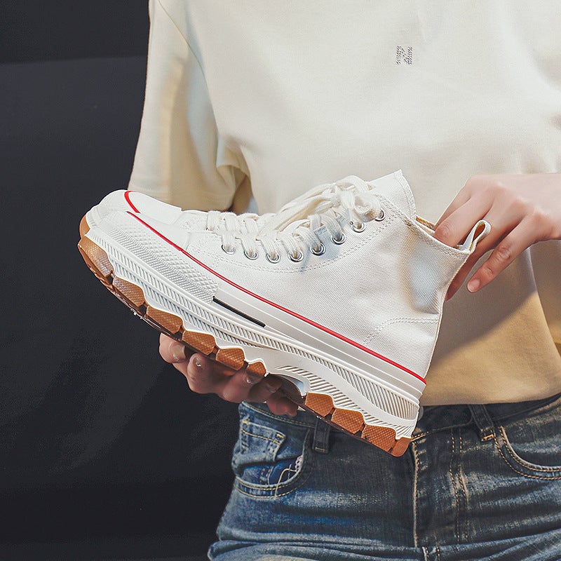 High-Top Canvas Women Sneakers Retro 2024 Spring White - Image 1
