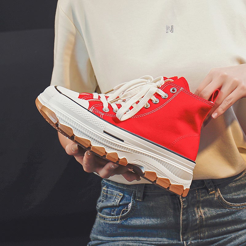High-Top Canvas Women Sneakers Retro 2024 Spring White - Image 3