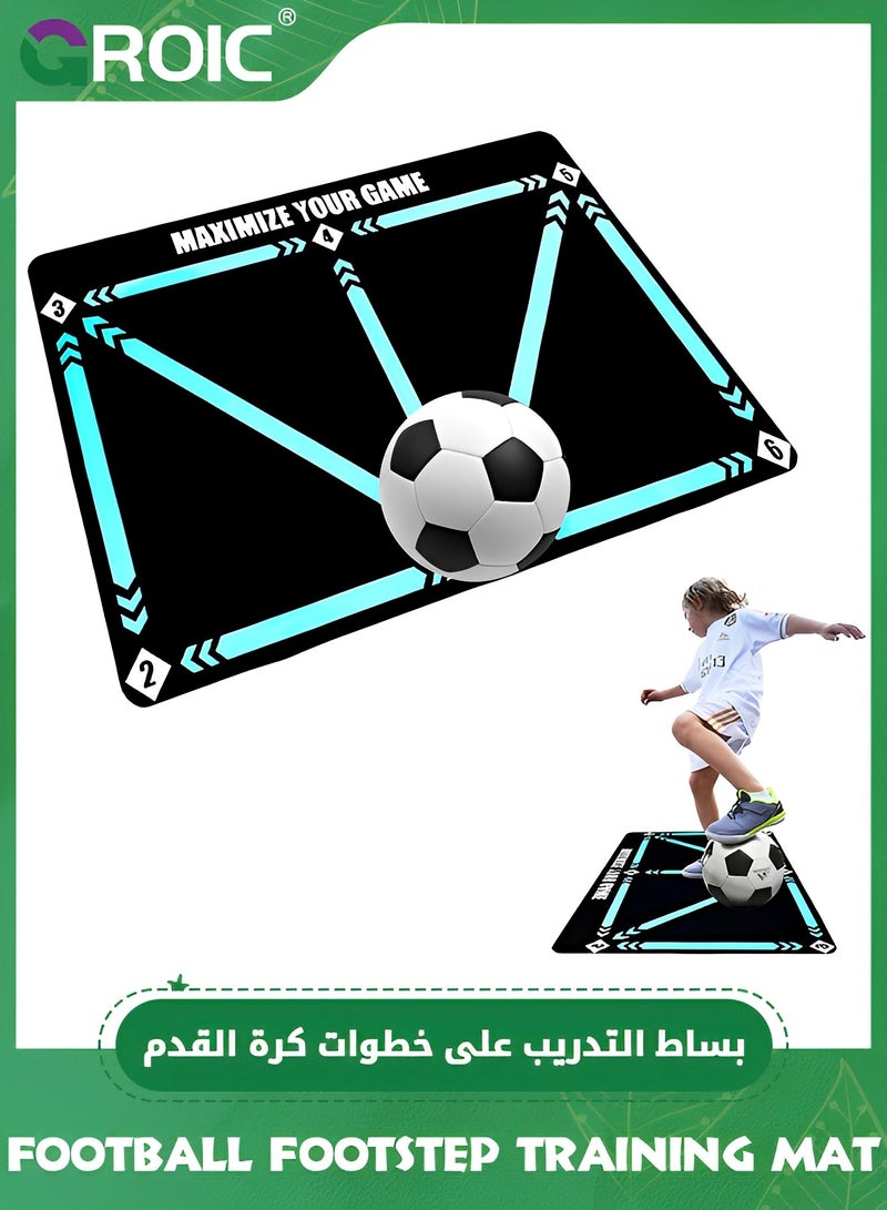 GROIC Football Footstep Training Mat, Soccer Training Mat, Agility Soccer Footstep Training Mat, Soccer Train Mat Non-Slip Silent Equipment for All Ages to Improve Speed, Strength, Coordination (90*60cm) - Image 1