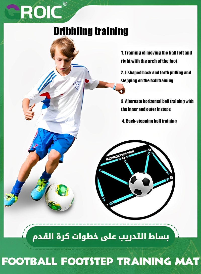 GROIC Football Footstep Training Mat, Soccer Training Mat, Agility Soccer Footstep Training Mat, Soccer Train Mat Non-Slip Silent Equipment for All Ages to Improve Speed, Strength, Coordination (90*60cm) - Image 5