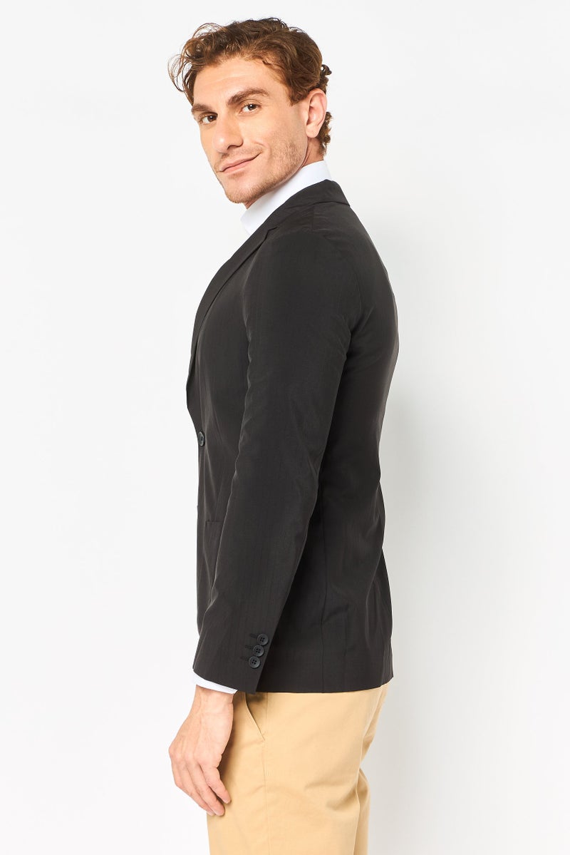 SELECTED Men Regular Fit Brand Logo Casual Blazer, Black - Image 4