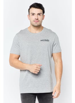 Men Crew Neck Short Sleeves Brand Logo T-Shirt, Light Grey