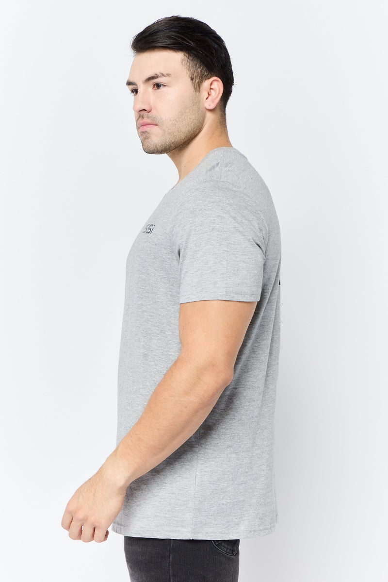 MESSI Men Crew Neck Short Sleeves Brand Logo T-Shirt, Light Grey - Image 2