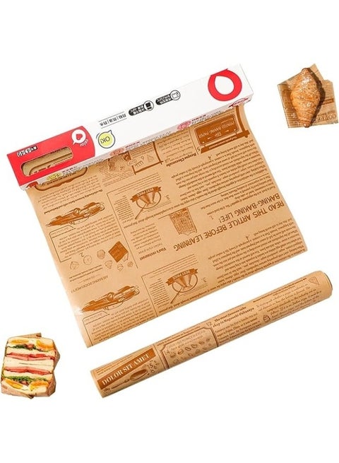Multi-purpose Parchment Paper Roll 5m x 30cm, Non-Stick Greaseproof Paper Sheets Hamburger Paper for Grilling, Sandwiches, and French Fries