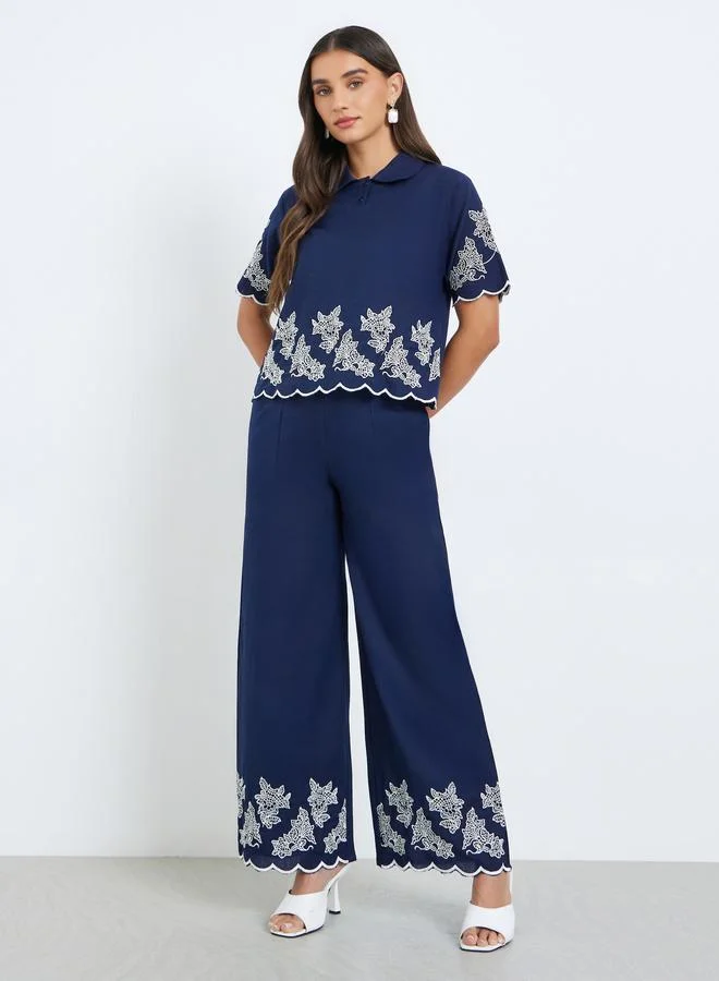 Styli Women Embroidered Top and Trousers Co-Ords