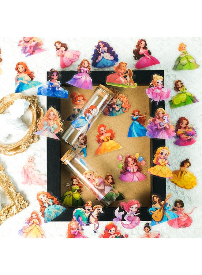 Bluejw 50 Fairy Princess Series PET Transparent Waterproof Decorative Stickers DIY Creative Hand Account Children's Reward Stickers - Image 4