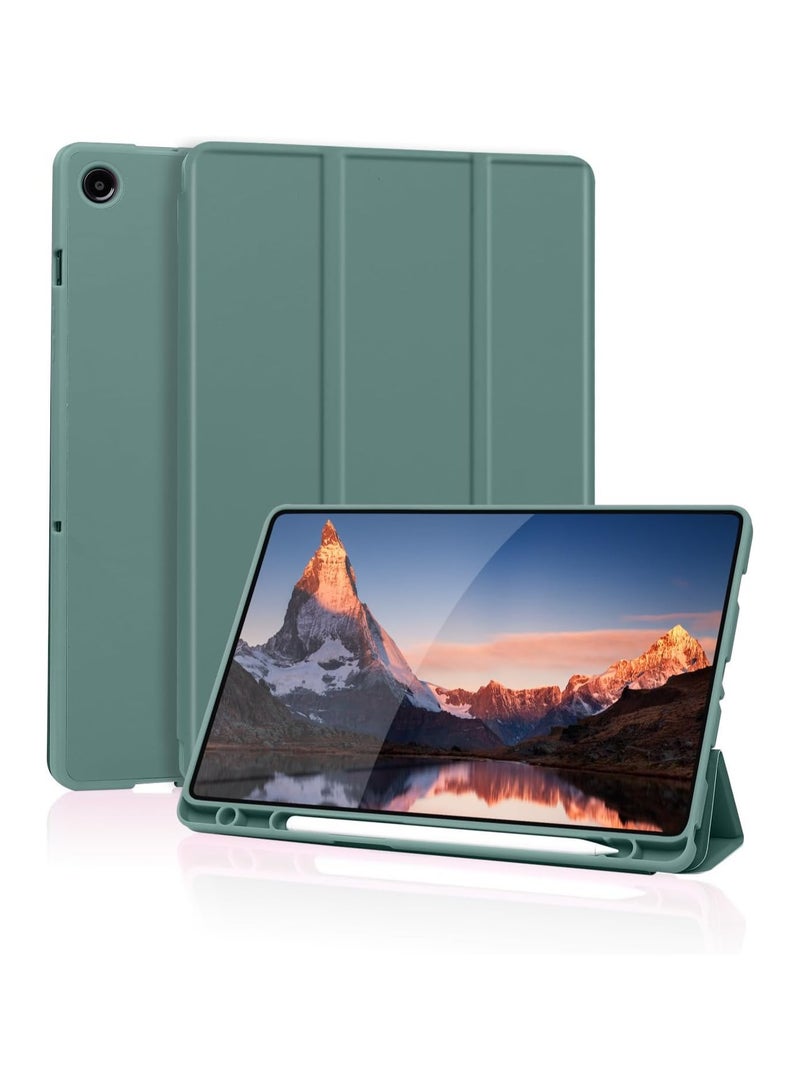 FOCUS Samsung Galaxy Tab A9 Tablet Case with Pencil Holder, Slim Smart Protective Case with Soft TPU Back, Auto Sleep/Wake Cover for Samsung Galaxy Tab A9 8.7 inch Case (Green) - Image 1