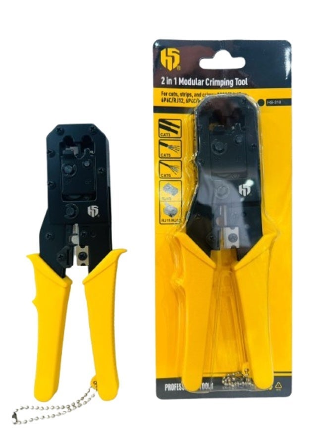 Crimping Tool 2 In 1 Modular For Cuts, Strips, And Crimps 8P8C/RJ-45,6P6C/RJ-12,6P4C/RJ-11 HS-318 - Image 2