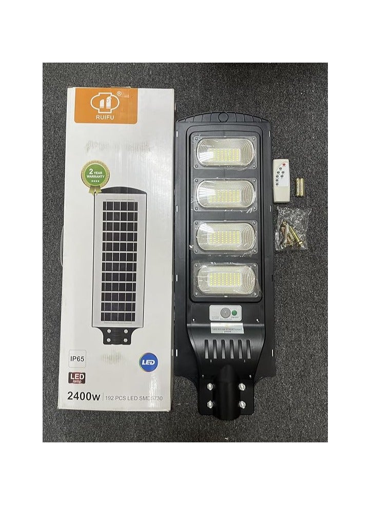 Generic Led Solar Street Light 2400w, IP67 Waterproof, Motion Sensor, Remote Control, Black,Wh colour (Without pole) 