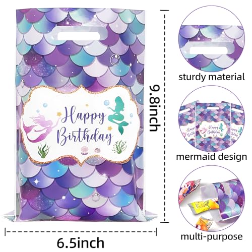 DaiUni 30 PCS Mermaid Birthday Goodie Bags Party Favor Bags Treat Bag with Handles for Kids Girls Mermaid Birthday - Image 5