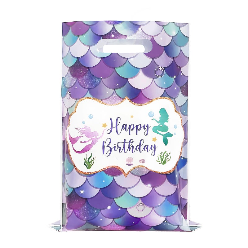 DaiUni 30 PCS Mermaid Birthday Goodie Bags Party Favor Bags Treat Bag with Handles for Kids Girls Mermaid Birthday - Image 3