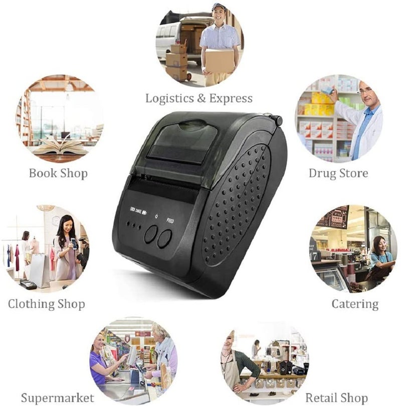 NETUM Wireless Bluetooth (FR) Thermal Printer, Portable Personal Bill Printer, 58 mm, Mini USB POS Printer for Restaurants, Compatible with Android/PC/Windows/Linux - Image 2