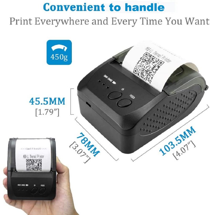 NETUM Wireless Bluetooth (FR) Thermal Printer, Portable Personal Bill Printer, 58 mm, Mini USB POS Printer for Restaurants, Compatible with Android/PC/Windows/Linux - Image 5