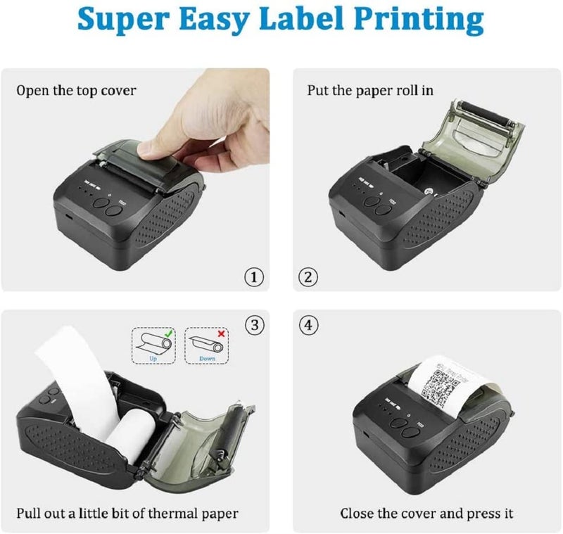 NETUM Wireless Bluetooth (FR) Thermal Printer, Portable Personal Bill Printer, 58 mm, Mini USB POS Printer for Restaurants, Compatible with Android/PC/Windows/Linux - Image 4
