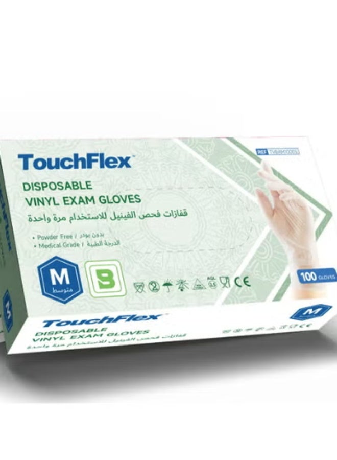TouchFlex 100-Piece Vinyl Exam Gloves Medical Powder-Free, Medical Grade, Non-Sterile, Ambidextrous, Latex-Free, Single Use, Medium - Image 4