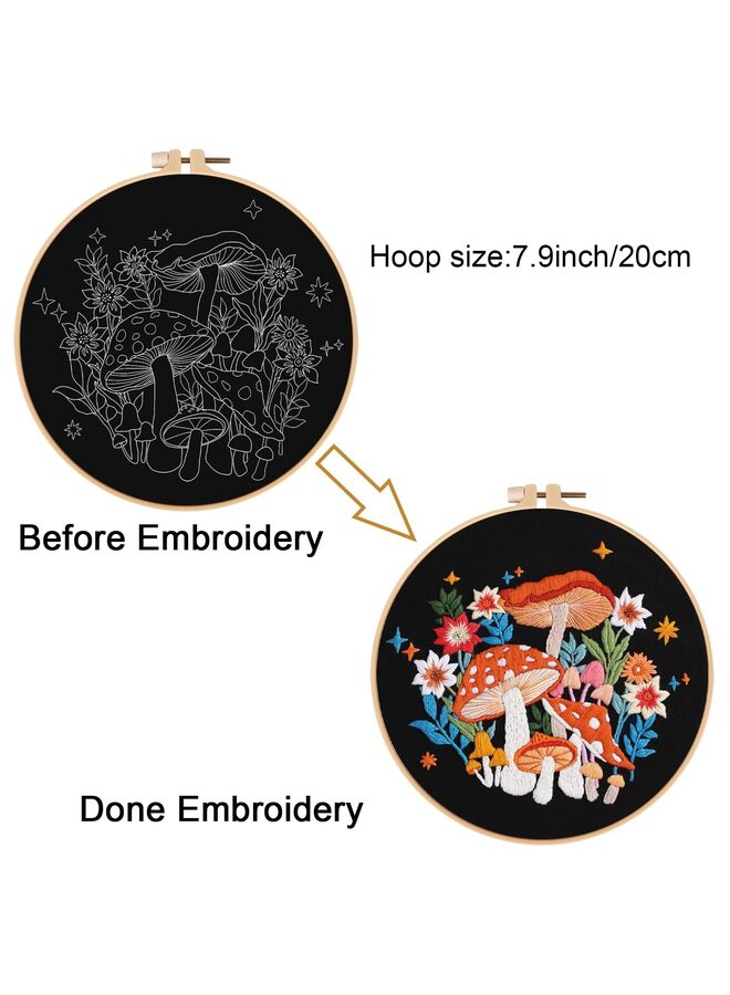 طقم تطريز الفطر للمبتدئين مع نمط ليلة فنية، طقم تطريز صليب للمبتدئين للبالغين، إبرة يدوية الصنع - Image 2