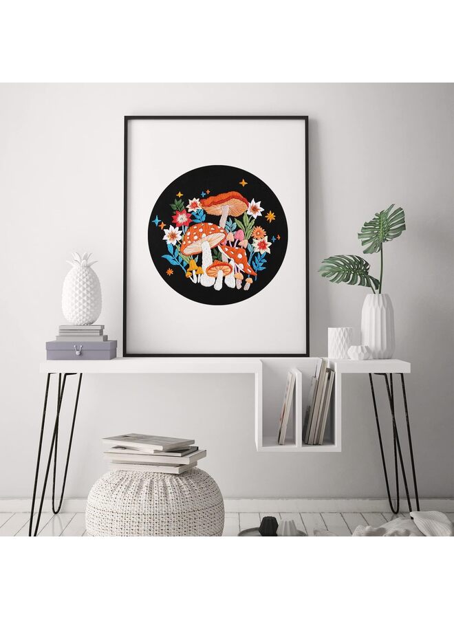 طقم تطريز الفطر للمبتدئين مع نمط ليلة فنية، طقم تطريز صليب للمبتدئين للبالغين، إبرة يدوية الصنع - Image 4