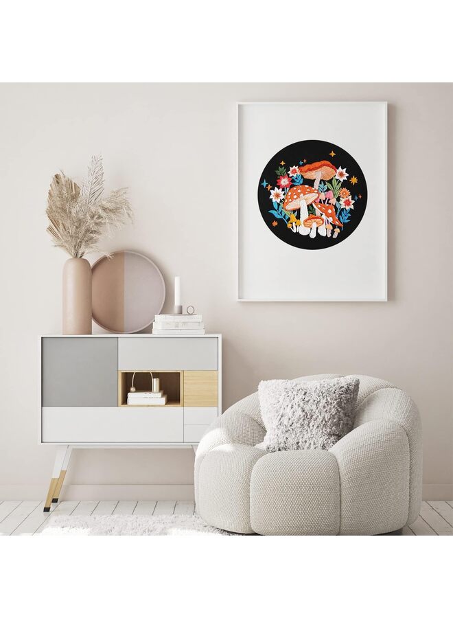 طقم تطريز الفطر للمبتدئين مع نمط ليلة فنية، طقم تطريز صليب للمبتدئين للبالغين، إبرة يدوية الصنع - Image 5