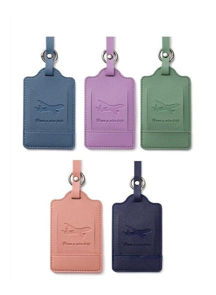 5-Pack PU Leather Luggage Tags with PVC Window & Metal Clasp – Personalized Travel Bag ID Tags for Travel Accessories and Travel Bags (Multi-Color) - Image 1