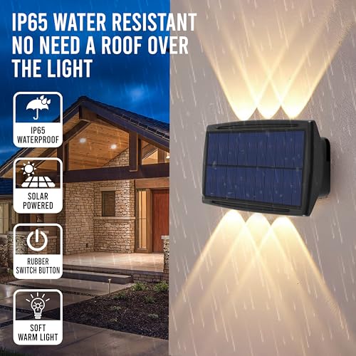 Gesto 6W Solar Up Down Wall Sconce Light – Waterproof 2-Way Led Outdoor Wall Lamp With 1200mAh Battery |Auto Day Off & Night On | Exterior Light for Garden, Farm,Elevation,Fence,Balcony, Patio, Stairs - Image 2