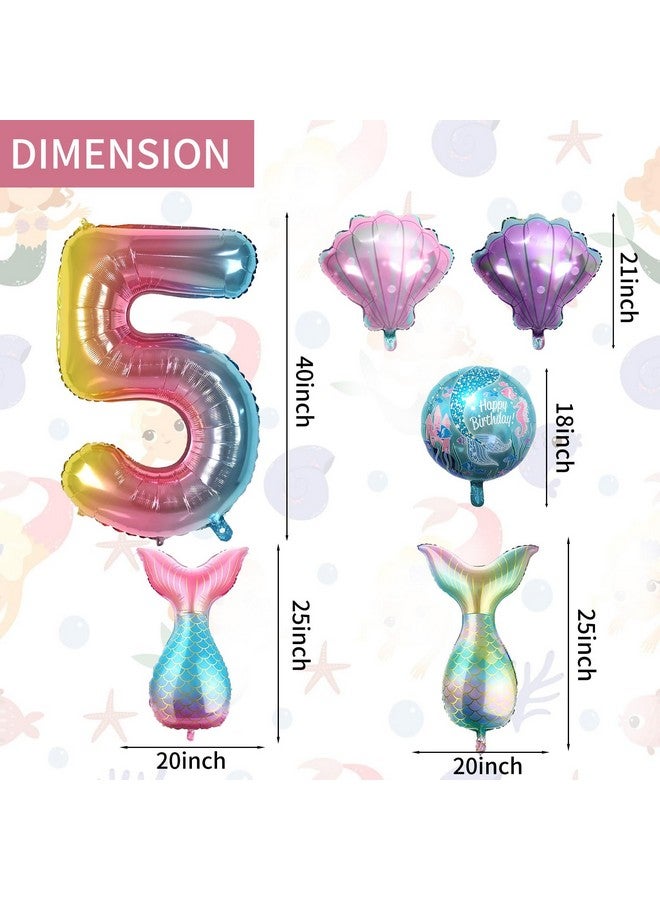 Sowide 5th Mermaid Birthday Decorations,Pink Blue Balloons Kit Sea Balloon Tail Balloons for Girls Mermaid Party Baby Shower - Image 5