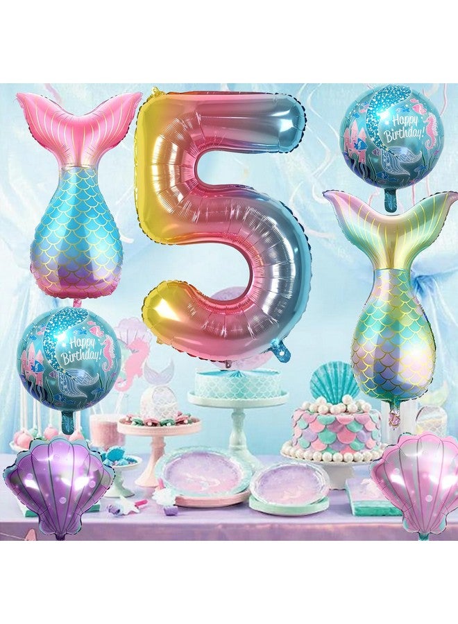 Sowide 5th Mermaid Birthday Decorations,Pink Blue Balloons Kit Sea Balloon Tail Balloons for Girls Mermaid Party Baby Shower - Image 4
