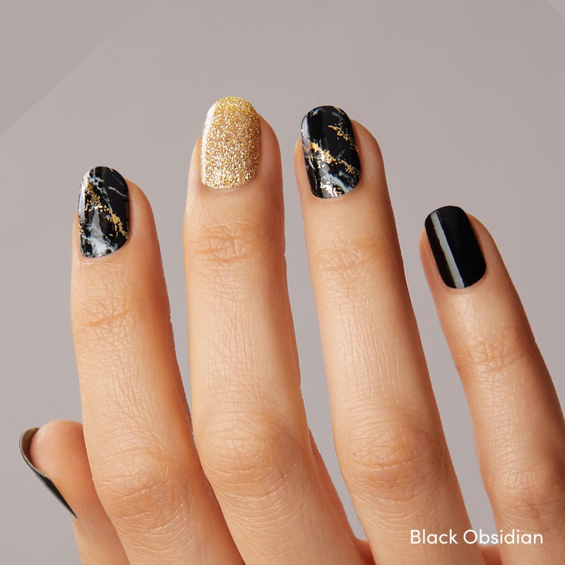 Dashing Diva Gloss Nail Strips Bundle - The Dark Marble Collection- Blue Vixen & Black Obsidian - UV Free, Chip Resistant, Long Lasting Gel Stickers - Contains 2 Sets - Image 3