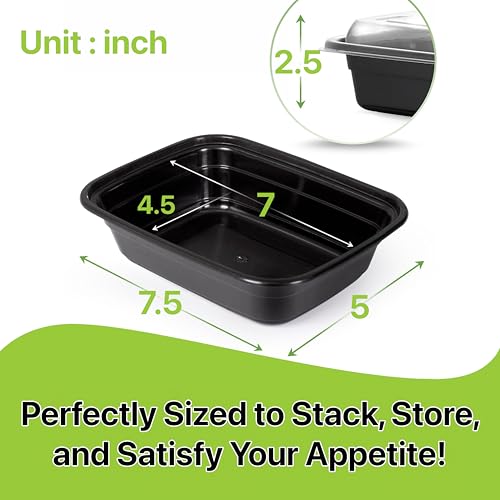 Pokanic Meal Prep Containers [10 Set] x [24 oz] with Lids, 1 compartment, Stackable, Reusable, Leakproof, Food Safe, Microwave, Freezer & Dishwasher Safe for Food Prep Storage Bento (10 Set, 24 oz) - Image 2