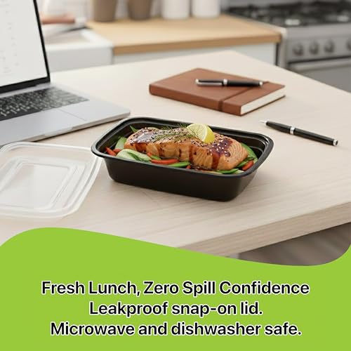 Pokanic Meal Prep Containers [10 Set] x [24 oz] with Lids, 1 compartment, Stackable, Reusable, Leakproof, Food Safe, Microwave, Freezer & Dishwasher Safe for Food Prep Storage Bento (10 Set, 24 oz) - Image 5