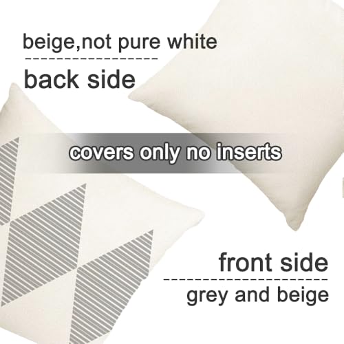 RABUSOFA Outdoor Pillow Covers 18x18 inch WaterproofLight Gray and Beige Boho Cushion Cases Set of 4 for Patio Furniture Sunbrella CouchNo Insert - Image 3