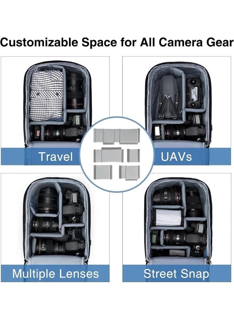 BAGSMART BAGSMART Small Camera Bag Backpack, DSLR SLR Camera Case Fits 13.3 Inch Laptop, Waterproof Photography Backpacks with Rain Cover Tripod Holder