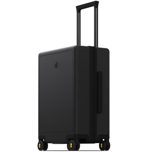 LEVEL8 Carry on Luggage Airline Approved Small Carryon Suitcases with Wheels Lightweight Hardside Luminous Textured with Spinner Wheel Tsa Lock 18 Inch Black - Image 1