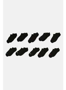 SKECHERS Kids Girl 10 Pairs Brand Logo No Show Socks, Black  - Image 1