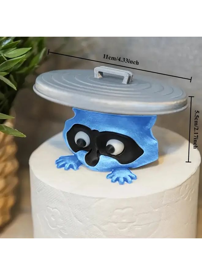 Blue Raccoon Toilet Paper Holder Freestanding Or Over The Tank Mount Novelty Bathroom Decor - Image 3