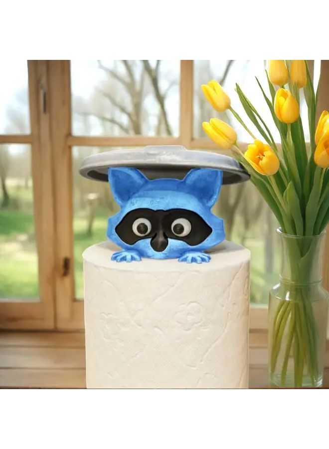 Blue Raccoon Toilet Paper Holder Freestanding Or Over The Tank Mount Novelty Bathroom Decor - Image 4