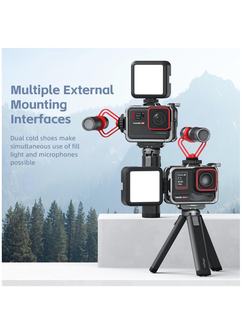 Zikra 360 Ace Series Aluminum Frame Cage with Lens Silicone Case for Insta360 Ace/Ace Pro, Metal Protective Durable Housing Case with Cold Shoe Mount Compatible with Official Pivot Stand Mount - Image 4