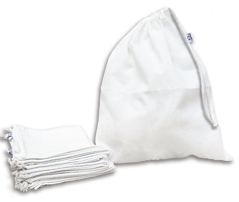 Clarkia Cotton 10 pieces Drawstring Muslin Bags (10x12 inch) - Image 1