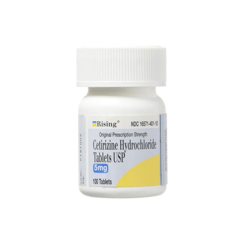 Rising Pharma Cetirizine HCL 5 mg Antihistamine Seasonal Allergy Tablets 100 Tablets