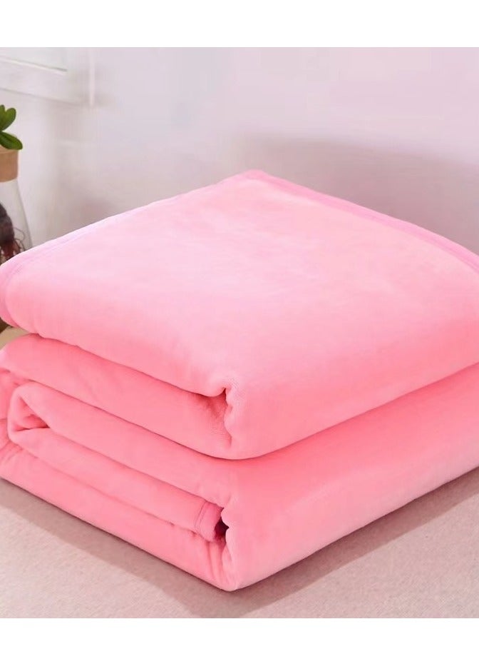 Loquat Solid Color Cloud Sable Blanket Office Nap Blanket Air Conditioned Roof Blanket Flannel Blanket Light Pink 