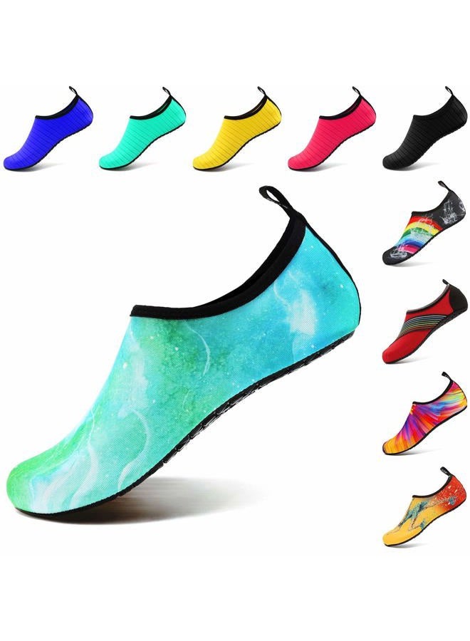 VIFUUR Water Sports Shoes Barefoot Quick-Dry Aqua Yoga Socks Slip-on for Men Women, Marble Green, 5.5-6.5 Women/4.5-5.5 Men - Image 2