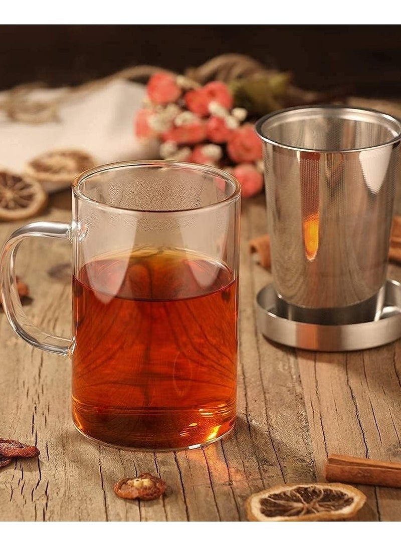 1Chase Borosilicate Glass Tea Cup with Stainless Steel Infuser and Lid, 500 ML  - Image 4