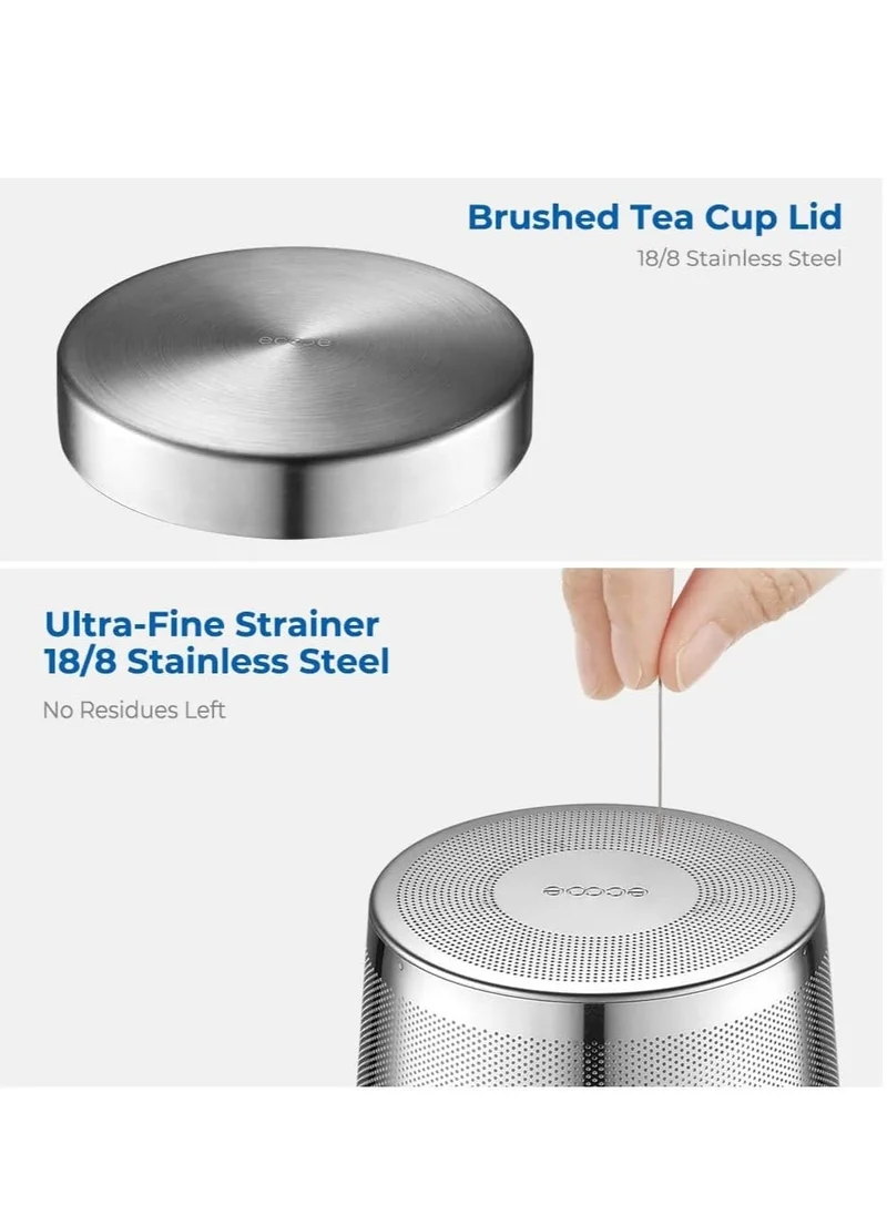 1Chase Borosilicate Glass Tea Cup with Stainless Steel Infuser and Lid, 500 ML