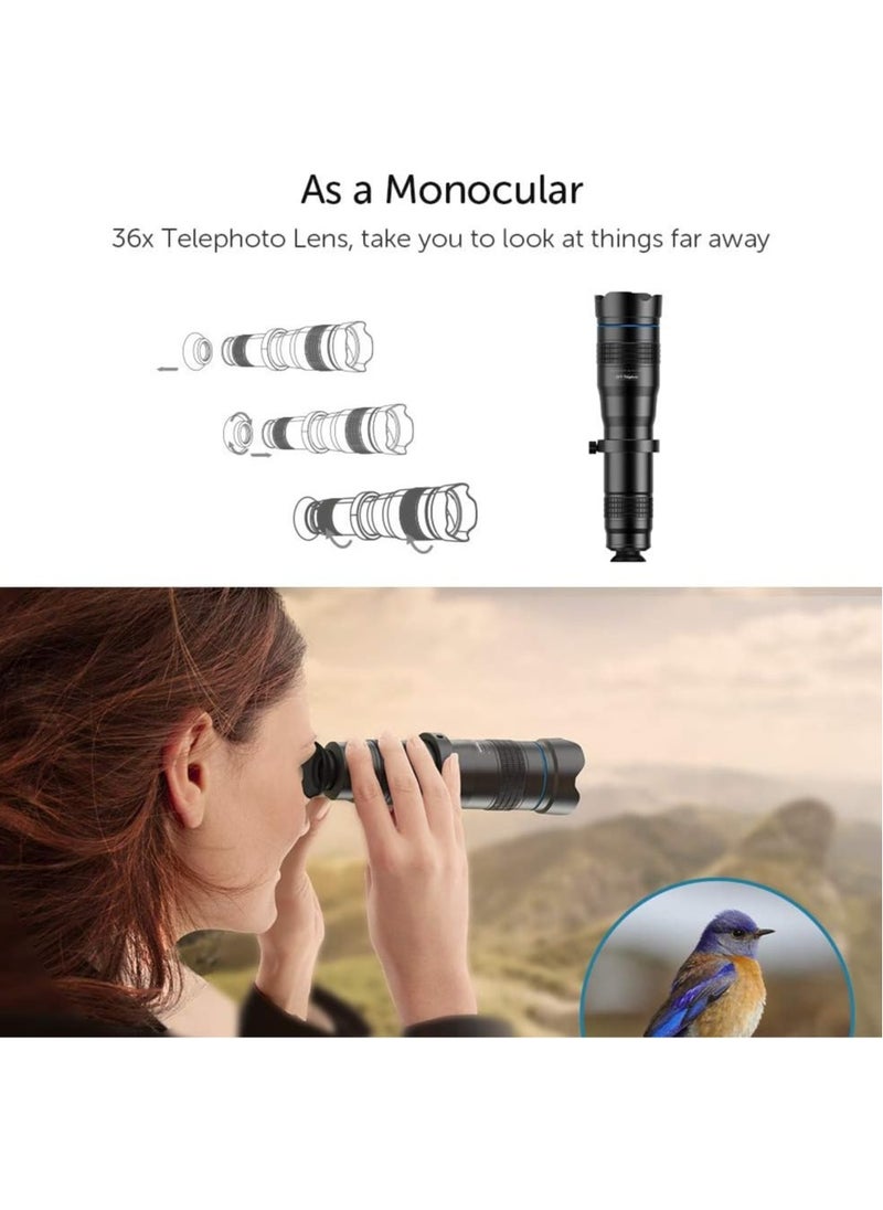 APEXEL Apexel Cell Phone Camera Lens Kit, 36X Telephoto Lens Kit with Mini Tripod and Remote Shutter for iPhone,Samsung Galaxy Huawei and Most Smartphone  - Image 5