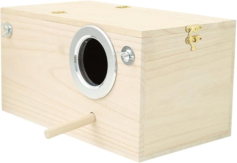 Natural Wood Bird House 24 5x13x13cm for Lovebirds Finches Parrots Macaws - Image 1