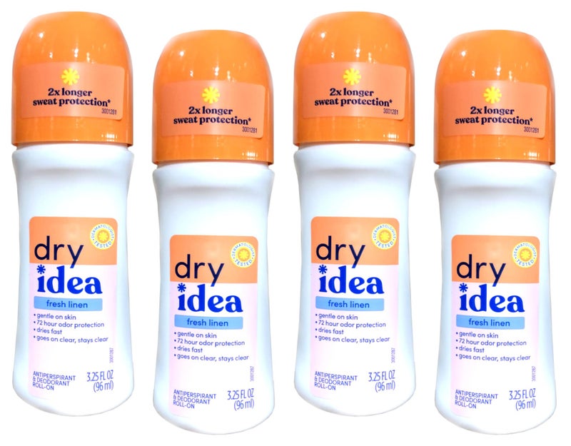 Dry Idea Fresh Linen Roll-On Antiperspirant Deodorant Fresh Linen 3.25 Ounce (Pack of 4) - Image 1