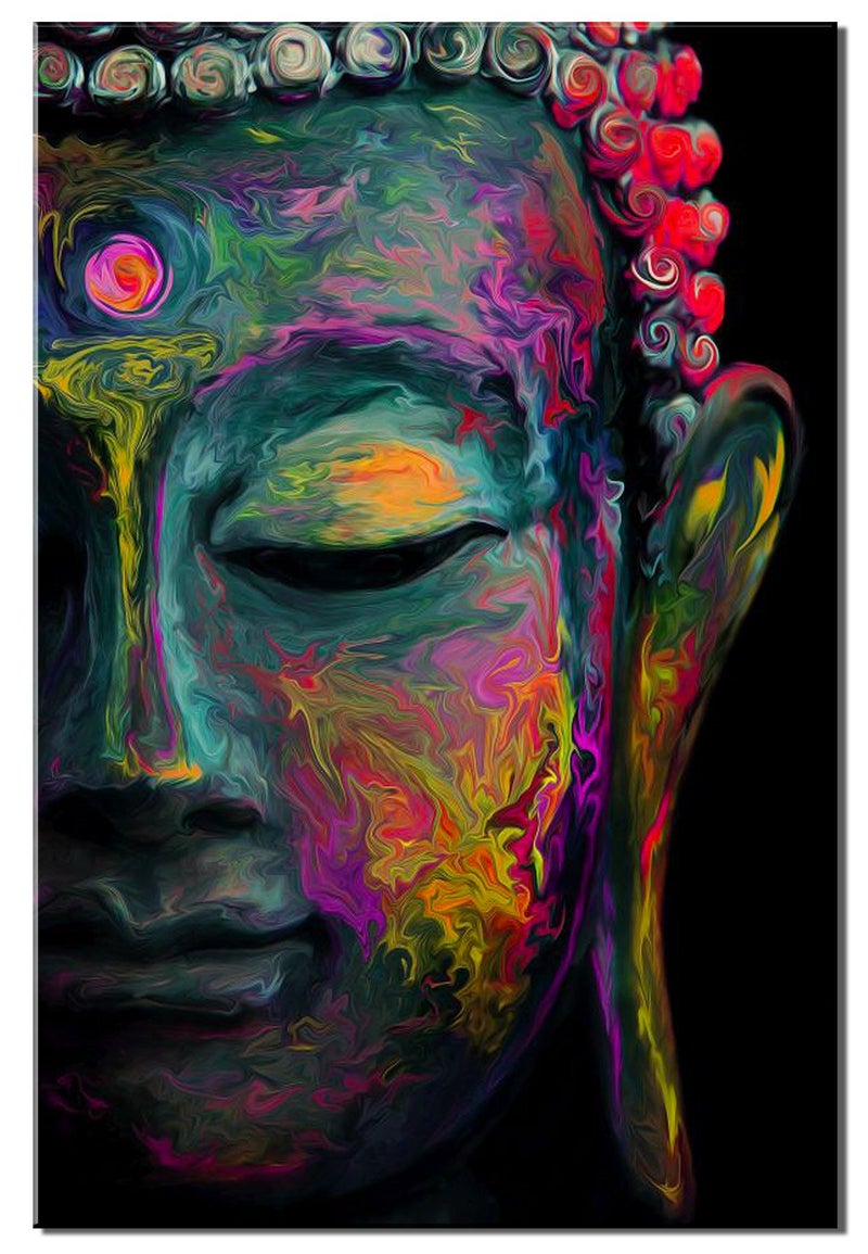 sunfrower Buddha Wall Art Abstract Zen Wall Decor for Living Room Colorful Religious Painting Canvas Prints Modern Spiritual Meditation Room Thai Buddha Statue Picture Bedroom Office Home Decoration 24x36 